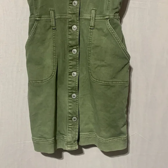 American Eagle Green Button Down Denim Mini Dress - Picture 3 of 8
